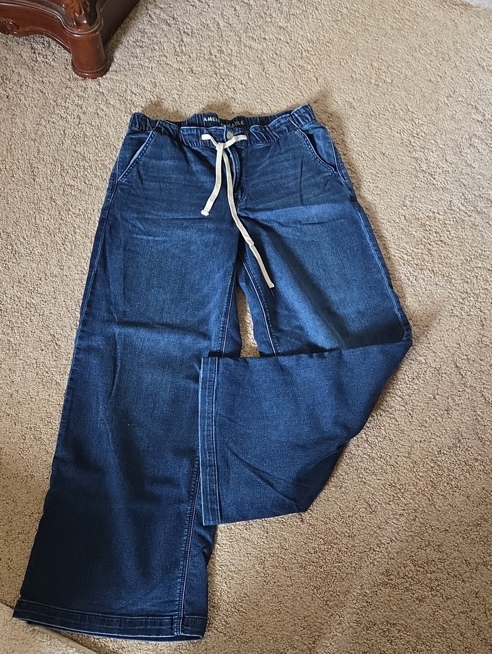 American Eagle Outfitters Relaxed Dark Blue Drawstring Jeans